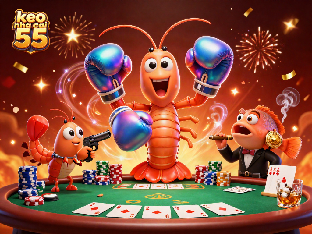 Experience thrilling action with keo nha cai 55 in a vibrant casino showdown featuring unique sea creature characters.