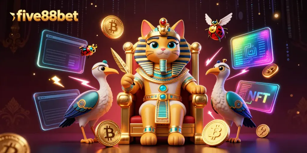 Experience exciting gameplay with the pharaoh cat and ibis at five88bet's glamorous online casino!