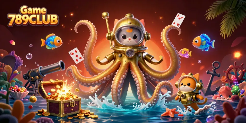 Experience excitement in Game 789CLUB with vibrant underwater scenes featuring unique game-themed illustrations.