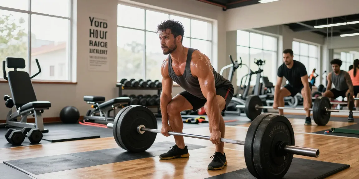 Prime Pharma Steroids - Bodybuilder die deadlifts in energieke gym met zonlicht.