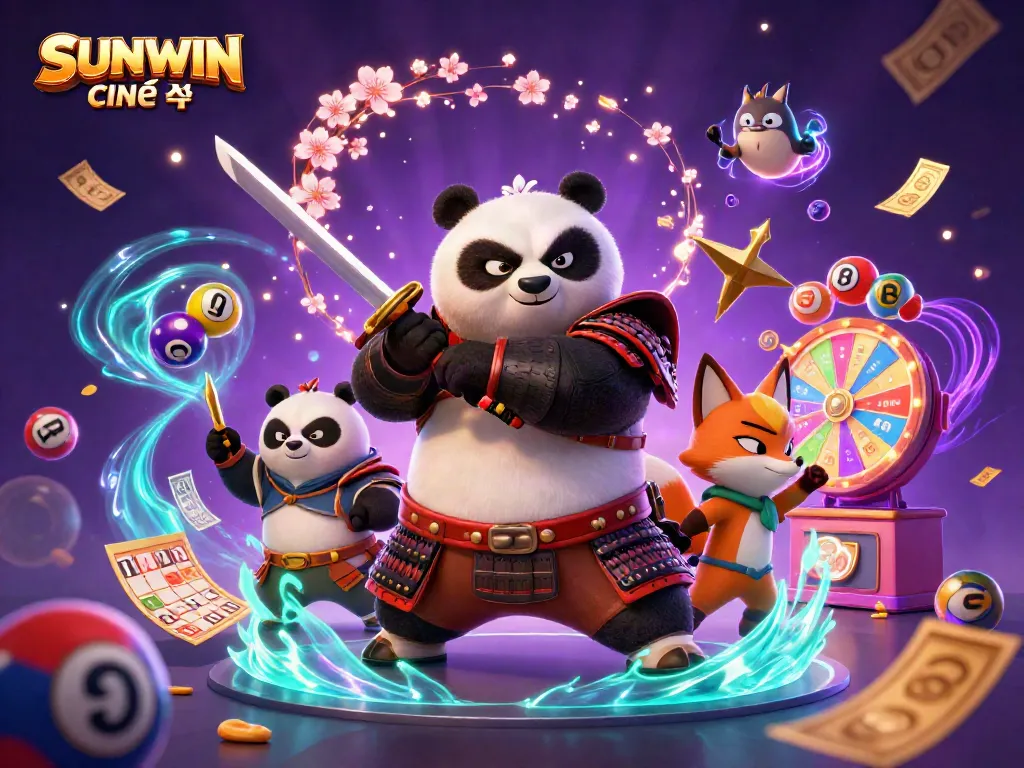Experience the excitement of SUNWIN Chính thức with a dynamic 3D illustration showcasing vibrant gambling elements.