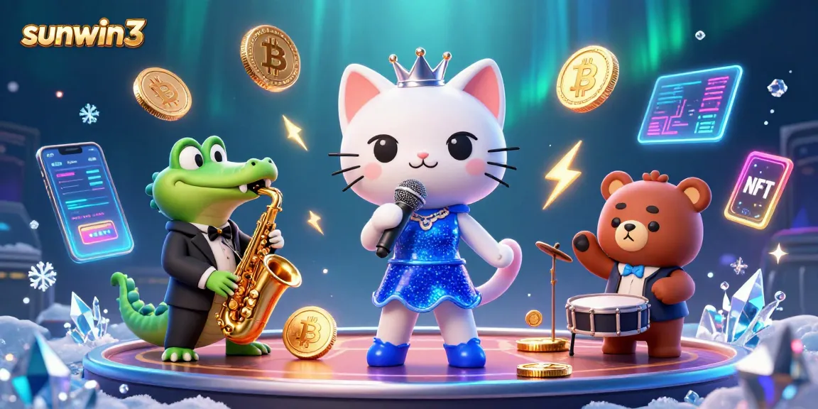 Experience thrilling gameplay with sunwin3 in a vibrant casino scene filled with crypto elements.